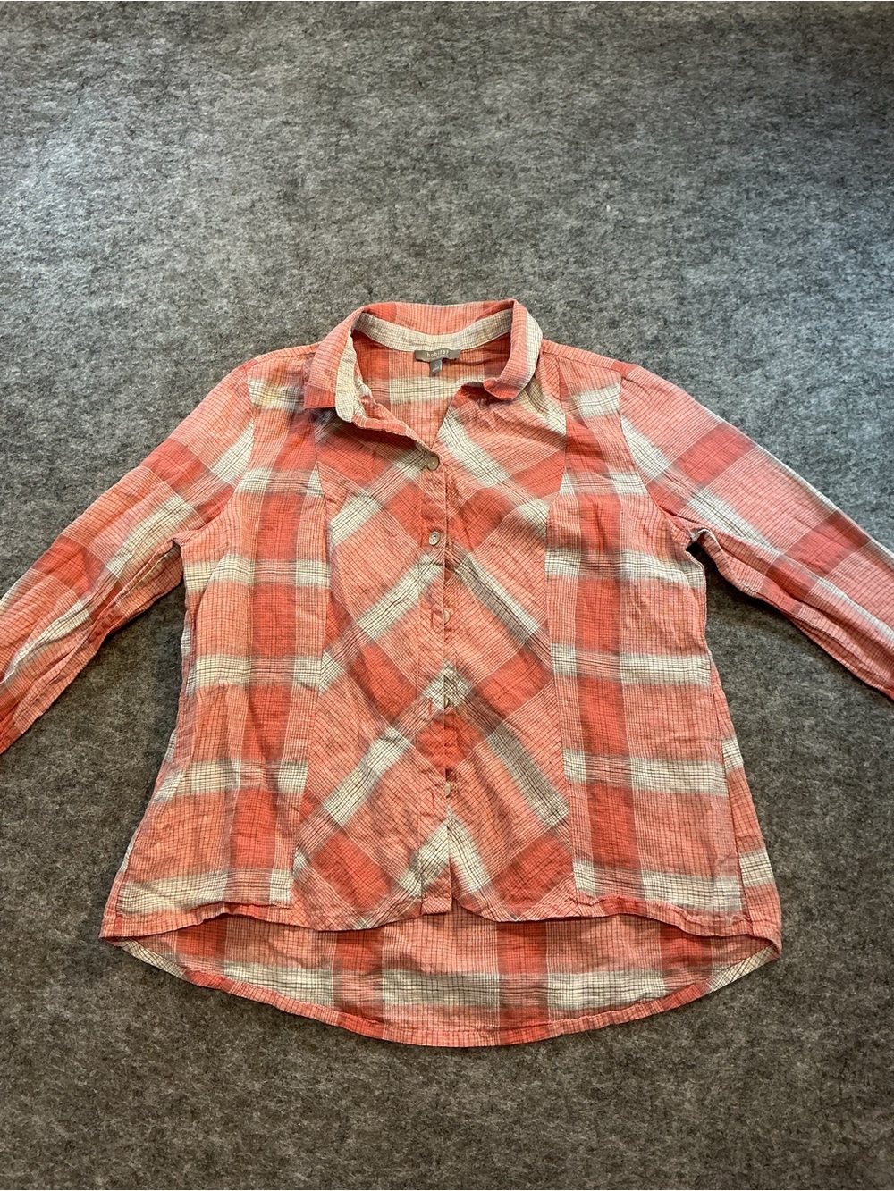 Habitat Coral Plaid Button-Front Shirt Size S